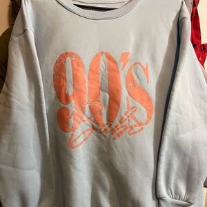 90's Baby Graphic Sweater - Light Blue